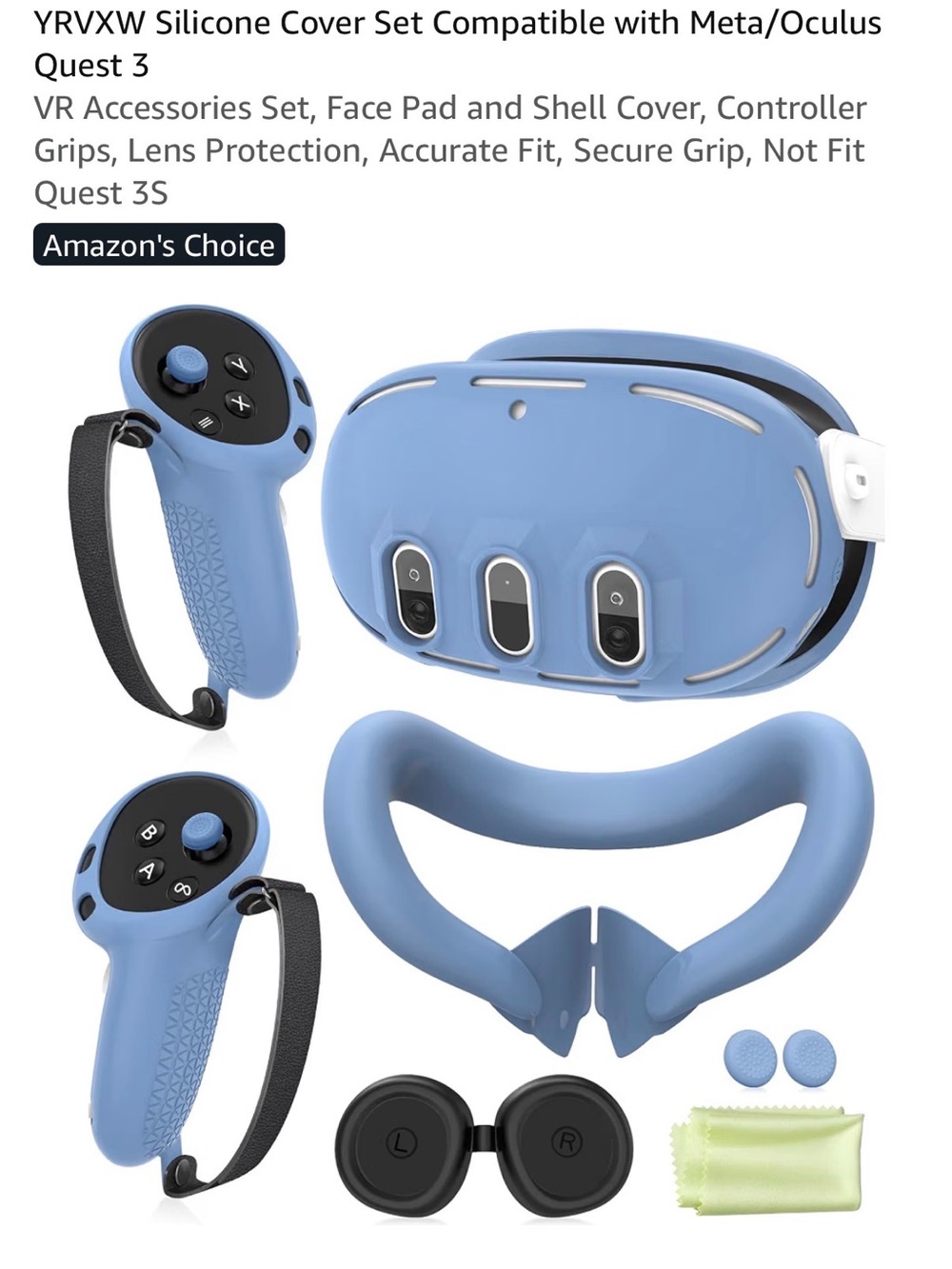Light blue Silicone Cover Set Compatible with Meta/Oculus Quest